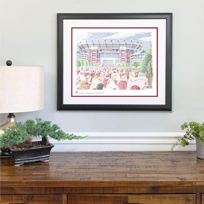 Bryant Denny Stadium Word Art - 22x26 Framed - Handwritten with Every Win in History  Crimson Tide Poster  Alabama Gifts & Decor