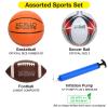 Xcello Sports Multi-Sport 3-Ball Set - Jr. Football, Official B7 Basketball and Size 5 Soccer Ball with Ball Pump (Classic) view 2