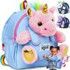 Naturally KIDSUpgraded Toddler Backpack w Removable Pink Unicorn Toy for Girls Age 2-6 | Side & Inner Pockets, Reflective Logo, Name Tag | Cute Christmas & Birthday Gifts view 1