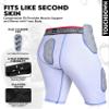 Exxact Sports Touchdown 5-Pad Adult Football Girdle for Men with Cup Pocket, Lightweight Padded Compression Shorts with Integrated Hip, Thigh, Tailbone Pads, Men's Girdle Football (AL, White) view 4