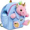 Naturally KIDS Upgraded Medium Backpack w Removable Pink Unicorn Toy for Girls Age 4-7 | Side & Inner Pockets, Reflective Logo, Name Tag | Unicorn Gifts for 5 Year Old Girls  Medium size view 1