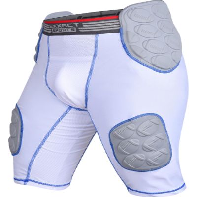 Exxact Sports Touchdown 5-Pad Adult Football Girdle for Men with Cup Pocket, Lightweight Padded Compression Shorts with Integrated Hip, Thigh, Tailbone Pads, Men's Girdle Football (A2XL, White)