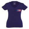 0062. Puerto Rico Flag Boricua Rican Nuyorican for Women V Neck Fitted T Shirt (Navy Blue, X Small) view 2