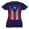 0062. Puerto Rico Flag Boricua Rican Nuyorican for Women V Neck Fitted T Shirt (Navy Blue, X Small) view 3