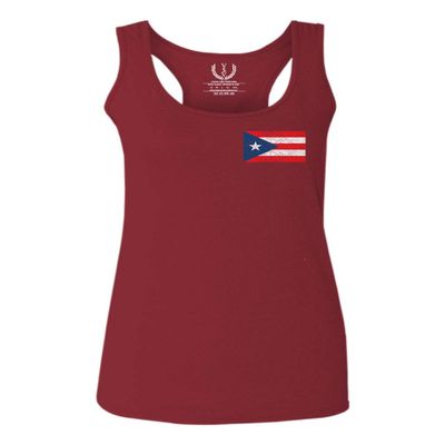 0062. Puerto Rico Flag Boricua Rican Nuyorican Women's Tank Top Racerback (Maroon, X Small)
