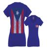 0062. Puerto Rico Flag Boricua Rican Nuyorican for Women V Neck Fitted T Shirt (Royal X Small) view 1
