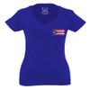 0062. Puerto Rico Flag Boricua Rican Nuyorican for Women V Neck Fitted T Shirt (Royal X Small) view 2