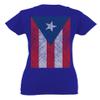 0062. Puerto Rico Flag Boricua Rican Nuyorican for Women V Neck Fitted T Shirt (Royal X Small) view 3