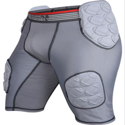 Exxact Sports Touchdown 5-Pad Adult Football Girdle for Men with Cup Pocket, Lightweight Padded Compression Shorts with Integrated Hip, Thigh, Tailbone Pads, Men's Girdle Football (AS, Gray)