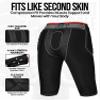 Exxact Sports Combat 7-Pad Adult Football Girdle for Men with Cup Pocket, Padded Compression Shorts with Integrated Pads, Men's Girdle Football (AS, Black) view 4