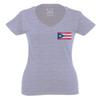 0062. Puerto Rico Flag Boricua Rican Nuyorican for Women V Neck Fitted T Shirt (Light Gray X Small) view 2
