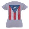 0062. Puerto Rico Flag Boricua Rican Nuyorican for Women V Neck Fitted T Shirt (Light Gray X Small) view 3