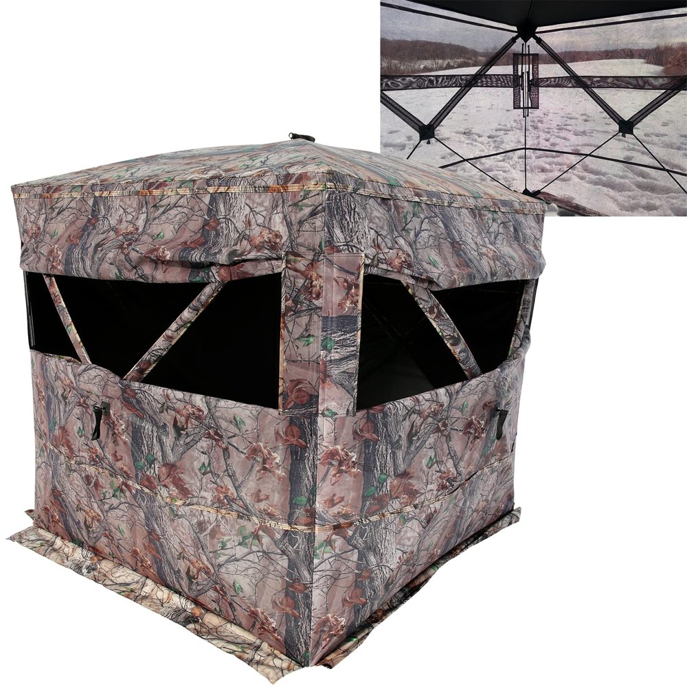 Muddy Outdoors Hunting Easy Set-Up Portable Concealable Black-Backed Water Resistant Epic Camo Prevue Ground Blind, 3-Person