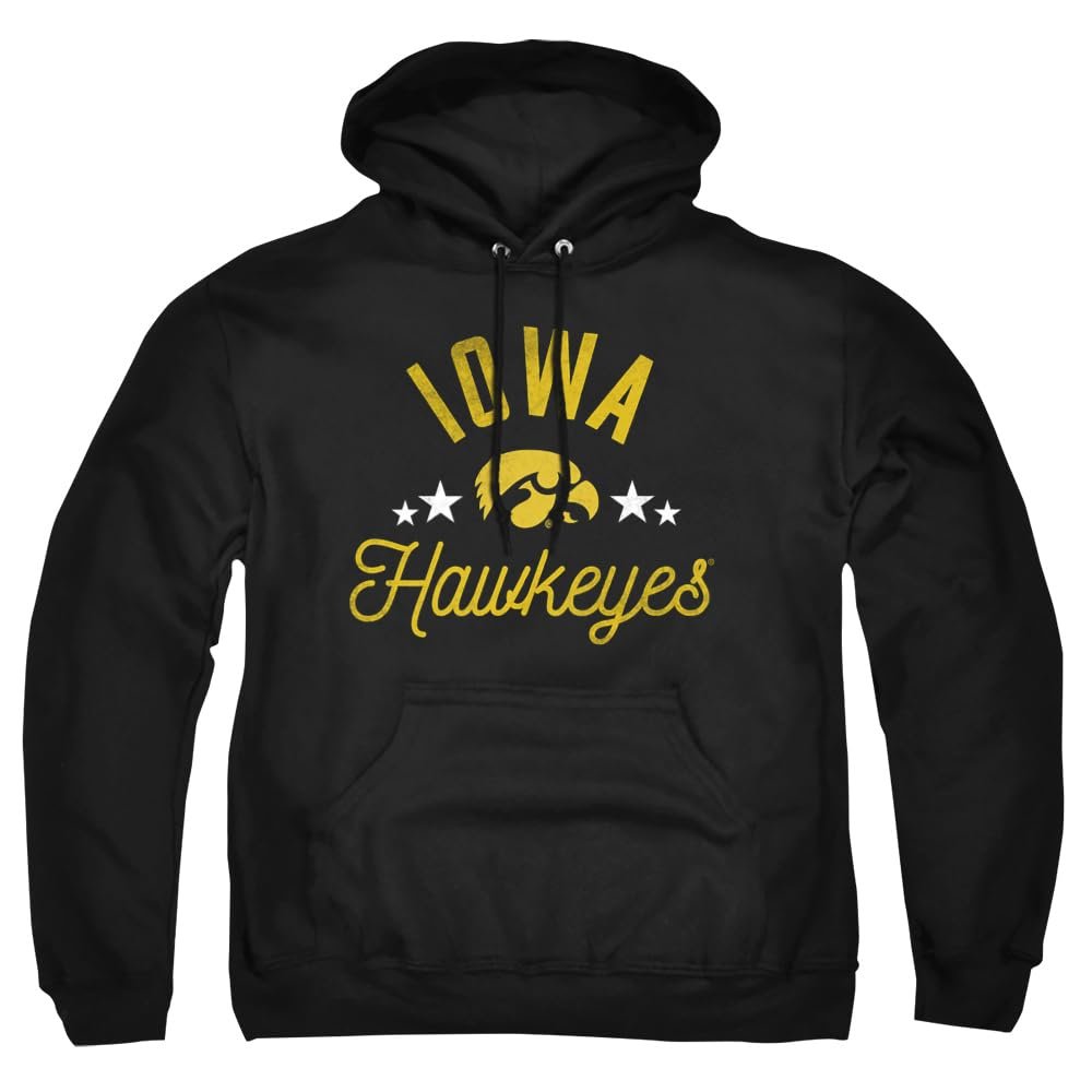 University of Iowa Official Hawkeyes Unisex Adult Pull-Over Hoodie,Black, Large