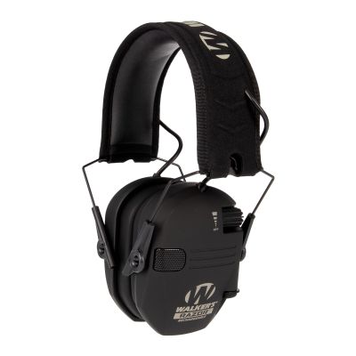 WALKER'S Razor Rechargeable Electronic Muff - HD Speakers 21dB NRR Compact Collapsible Hunting Shooting Hearing Protection Earmuffs, USB Charging Cable Included, Black