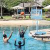 Soozier Poolside Basketball Hoop Stand, 36.5"-48.5" Height Adjustable Portable Hoop System w/Clear Backboard & Fillable Base for Whole Family, Blue, White view 2