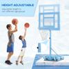 Soozier Poolside Basketball Hoop Stand, 36.5"-48.5" Height Adjustable Portable Hoop System w/Clear Backboard & Fillable Base for Whole Family, Blue, White view 3