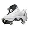 Double-Row Deform Wheel Automatic Walking Shoes Invisible Deformation Roller Skate 2 in 1 Removable Pulley Skates Skating Parkour (Silver, US 3.5) view 1