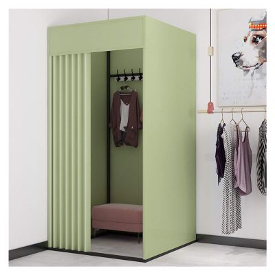 XXIOJUN Removable Locker Room, Simple Changing Room Privacy Partition Tent Screen Floor Display Stand with Metal Frame Shelf,Blackout Curtains for Clothing Store, Office