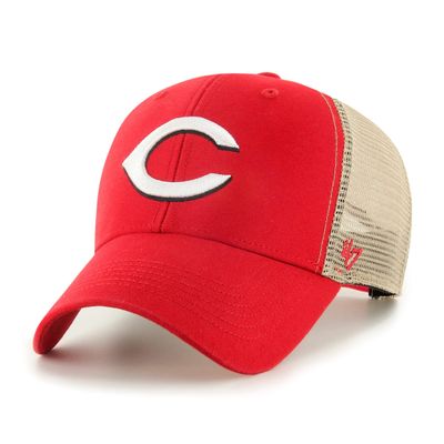 47 Brand MLB Team Color Flagship Mesh Trucker Primary Logo MVP Adjustable Structure Baseball Cap Hat, Adult One Size Fits All - Cincinnati Reds Red