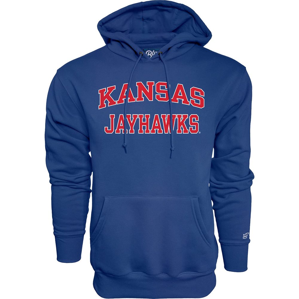 Blue 84 Men's Kansas Jayhawks Hoodie Arched Team Color, Team Color, Medium