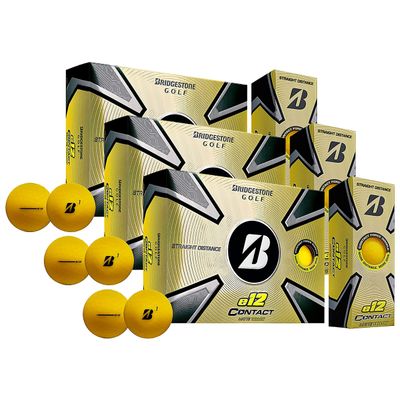 PlayBetter Bridgestone 2023 e12 Contact Golf Balls | Multi-Packs | FLEXATIV Cover Technology & Contact Force Dimple | 46% More Surface Contact (Three Dozen, Matte Yellow)