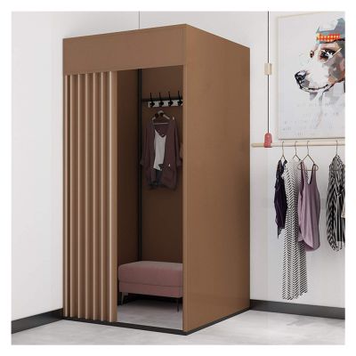 XXIOJUN Removable Locker Room, Simple Changing Room Privacy Partition Tent Screen Floor Display Stand with Metal Frame Shelf,Blackout Curtains for Clothing Store, Office