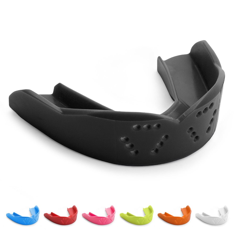 SISU 3D Mouthguard, Charcoal Black - Pre-Formed, Easy Fit Protection for Lacrosse, Football, Hockey, Team Sports - Adult Fit - Remoldable Up to 20 Times - Works for Braces - Non Toxic
