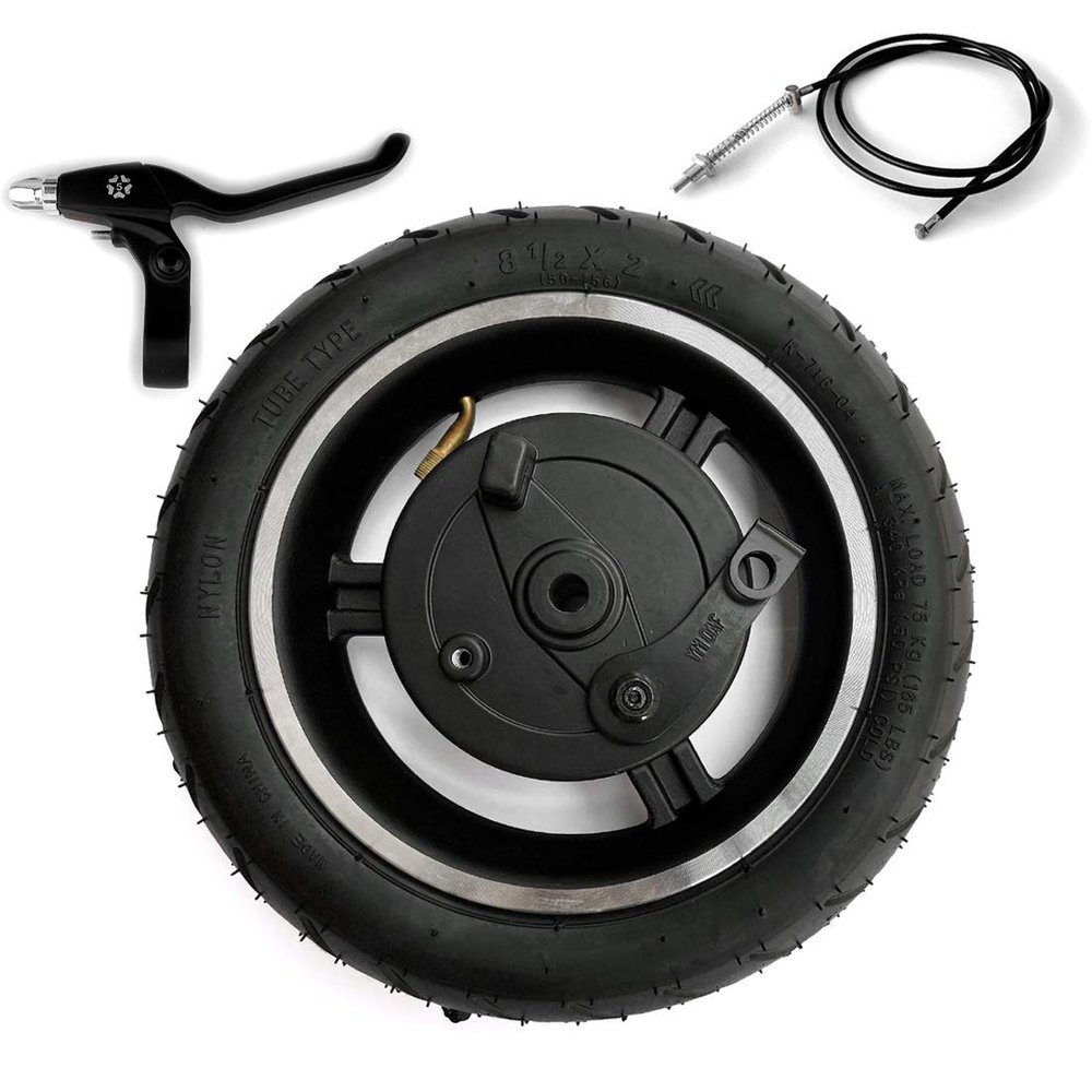 8.5 Inch Drum Brake Wheel For ELectric Scooter 8 1/2 x 2 Inflated Wheel With Drum Brake And Axle Brake Cable (wheel cable120 lever)