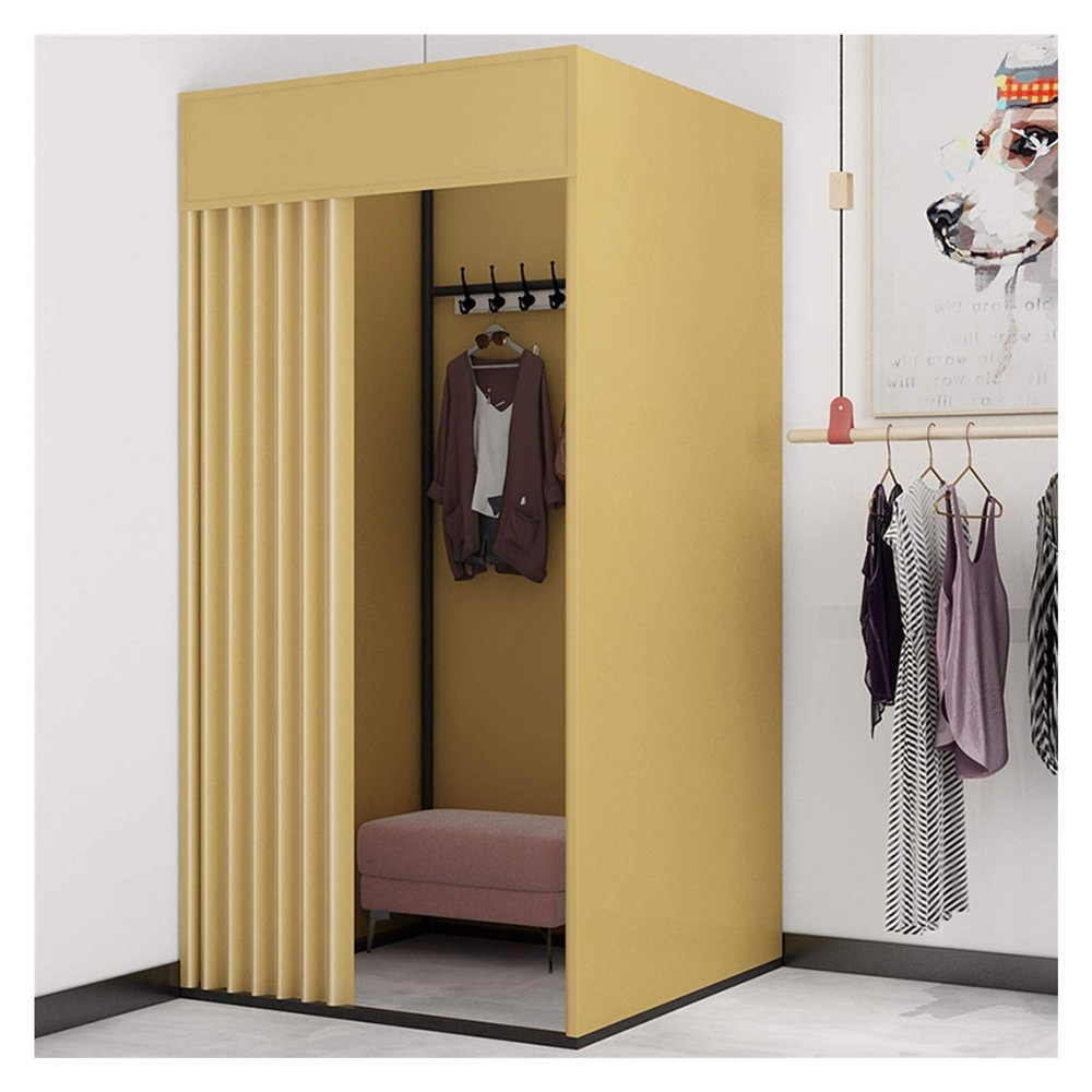 XXIOJUN Removable Locker Room, Simple Changing Room Privacy Partition Tent Screen Floor Display Stand with Metal Frame Shelf,Blackout Curtains for Clothing Store, Office