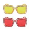 FLAWLESS Oversized Square Frame Bling Rhinestone Crystal Design Sunglasses For Women (2 PACK: Yellow and Red) view 1