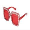 FLAWLESS Oversized Square Frame Bling Rhinestone Crystal Design Sunglasses For Women (2 PACK: Yellow and Red) view 3