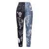 Amuver Women's Boho Hippie Harem Pants High Smocked Waist Printed Patchwork Sweatpants Yoga 90S Goth Baggy Casual Trousers Gray Black