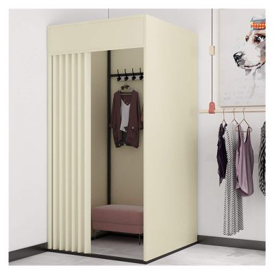 XXIOJUN Removable Locker Room, Simple Changing Room Privacy Partition Tent Screen Floor Display Stand with Metal Frame Shelf,Blackout Curtains for Clothing Store, Office