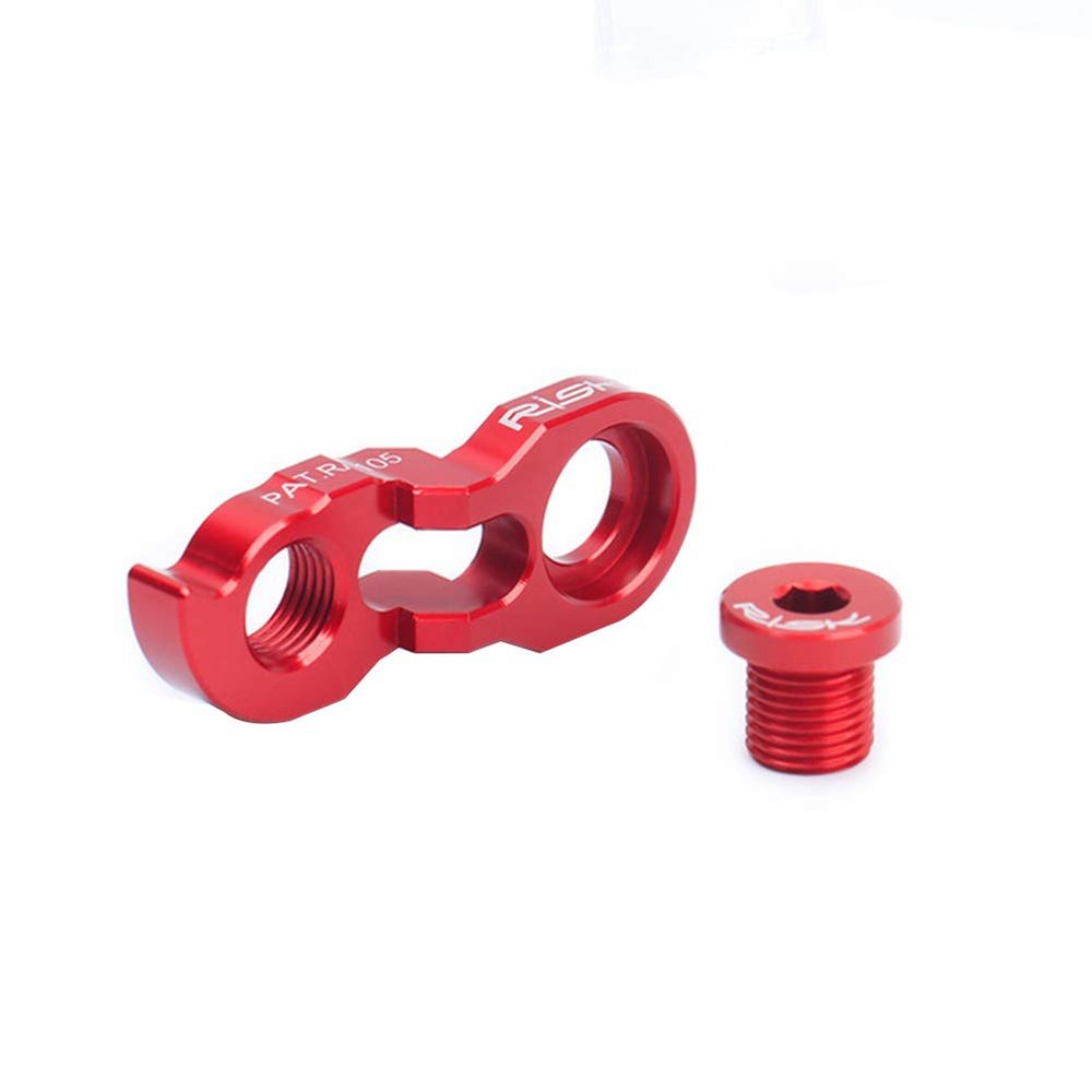 ihreesy Bicycle Derailleur Hanger Extender,Aluminum Alloy Mountain Bike Rear Derailleur Hanger Extension Road Bike Tail Hook Extension Fit 34-52T,Red
