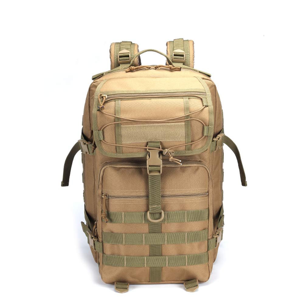 Mountaineering Backpack Camping Army Camouflage Bag Outdoor Tactical Backpack 45L Large 3P Backpack (Khaki)
