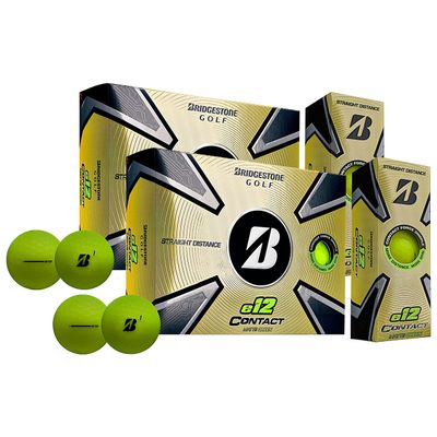 PlayBetter Bridgestone e12 Contact Golf Balls | Multi-Packs | FLEXATIV Cover Technology & Contact Force Dimple | 46% More Surface Contact (Two Dozen, Matte Green)