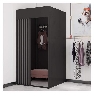 XXIOJUN Removable Locker Room, Simple Changing Room Privacy Partition Tent Screen Floor Display Stand with Metal Frame Shelf,Blackout Curtains for Clothing Store, Office