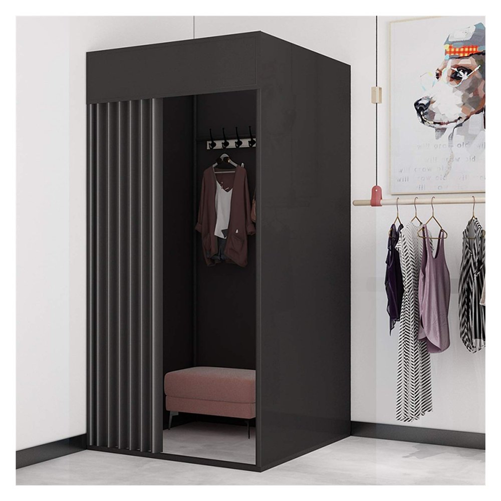 XXIOJUN Removable Locker Room, Simple Changing Room Privacy Partition Tent Screen Floor Display Stand with Metal Frame Shelf,Blackout Curtains for Clothing Store, Office
