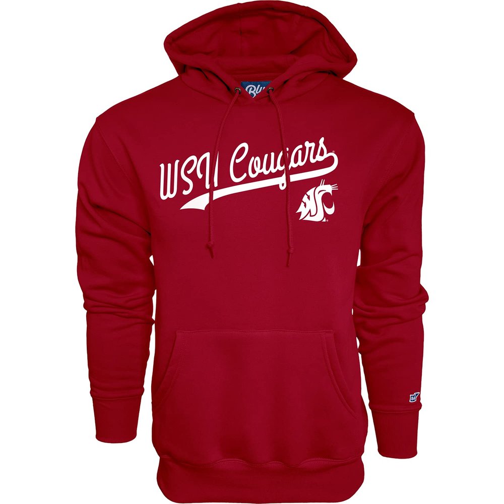Blue 84 Men's Washington State Cougars Hoodie Cursive Team Color, Team Color, Small