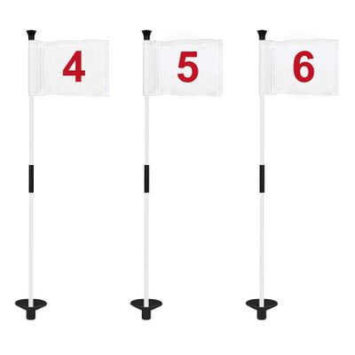 KINGTOP Golf Flagstick Mini, Putting Green Flag for Yard, 3 Feet Flagpole 2-Section Design, Golf Pin Flags Set, Numbered# 4-6