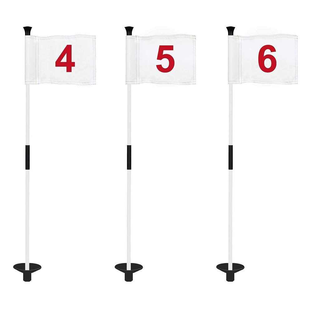 KINGTOP Golf Flagstick Mini, Putting Green Flag for Yard, 3 Feet Flagpole 2-Section Design, Golf Pin Flags Set, Numbered# 4-6