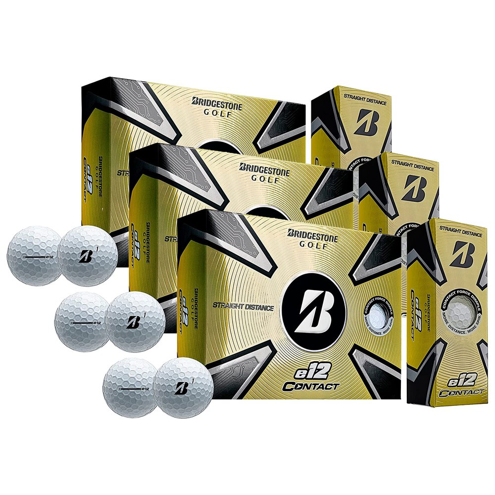 PlayBetter Bridgestone e12 Contact Golf Balls | Multi-Packs | FLEXATIV Cover Technology & Contact Force Dimple | 46% More Surface Contact (Three Dozen, White)