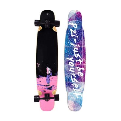 KHUY Skateboard Cruiser 46 Inch Longboard Drop Through Complete Skateboards 8 Layer Maple Wood Skate Board Deck Pro Long Boards Skateboard Adults for Beginners, Boys, Girls, Teens (Color : Purple)