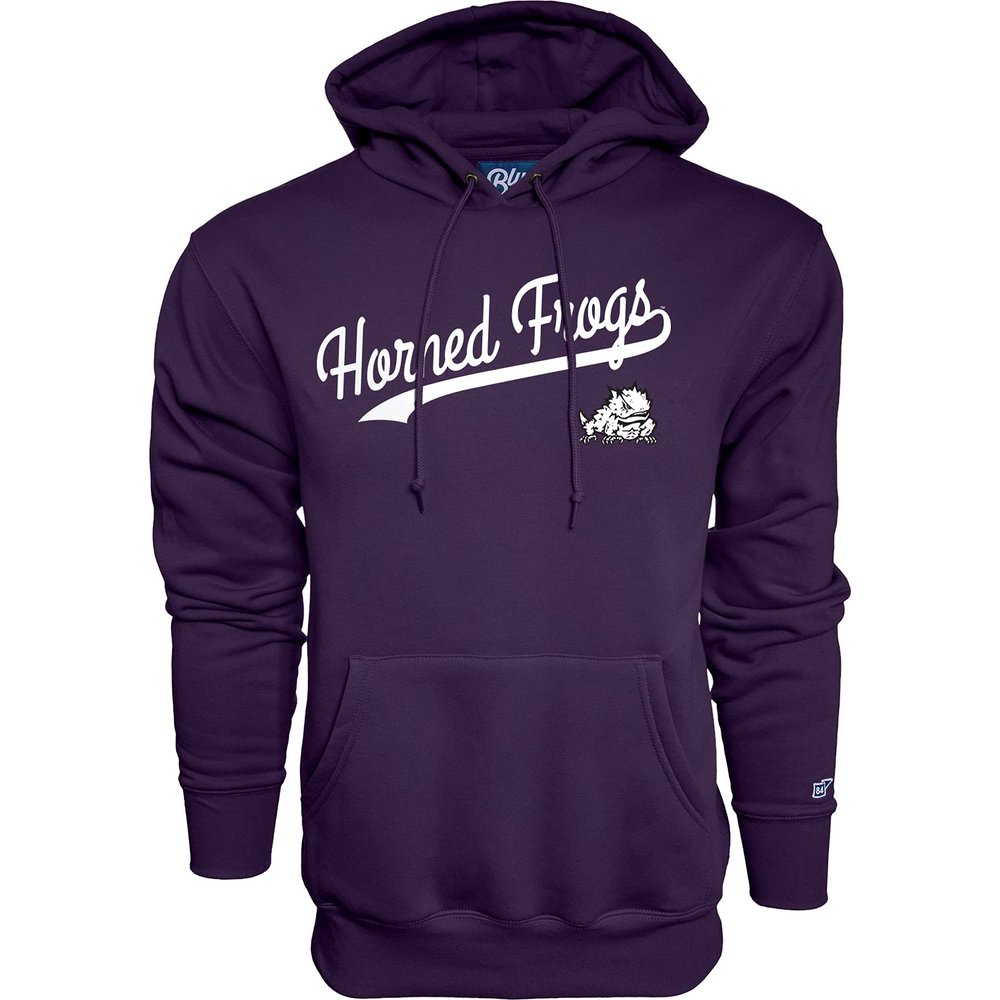 Blue 84 Men's TCU Horned Frogs Hoodie Cursive Team Color, Team Color, Medium