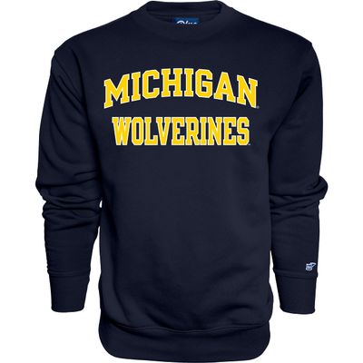 Blue 84 Men's Michigan Wolverines Crewneck Sweatshirt Arched Team Color, Team Color, Small