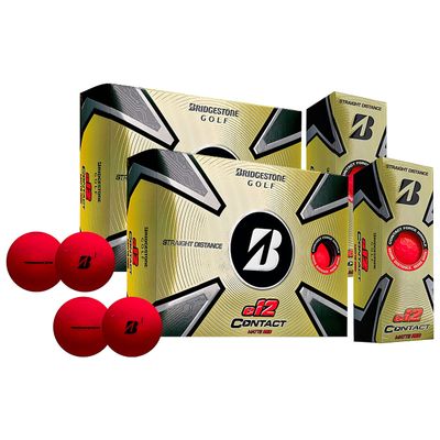 PlayBetter Bridgestone e12 Contact Golf Balls | Multi-Packs | FLEXATIV Cover Technology & Contact Force Dimple | 46% More Surface Contact (Two Dozen, Matte Red)
