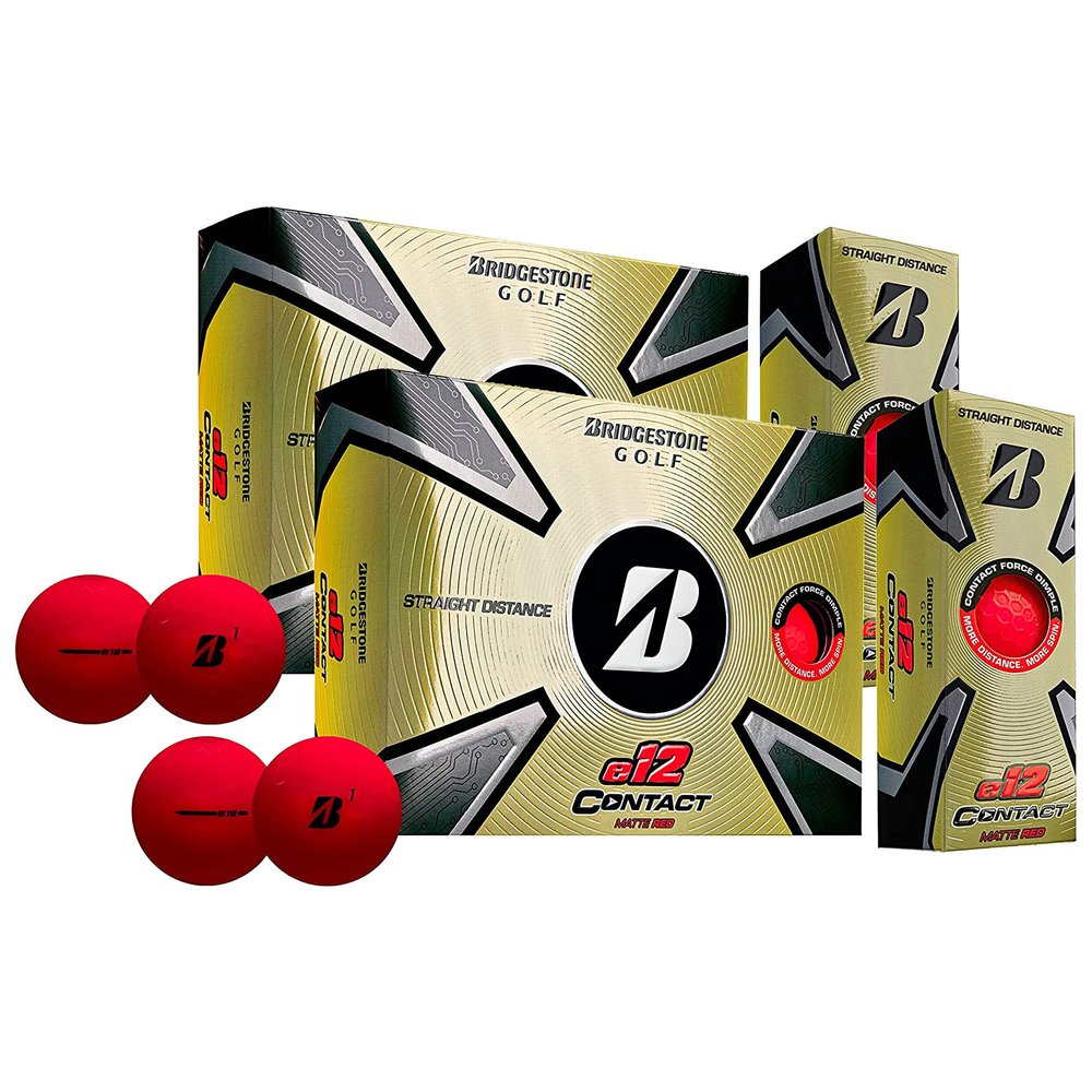 PlayBetter Bridgestone e12 Contact Golf Balls | Multi-Packs | FLEXATIV Cover Technology & Contact Force Dimple | 46% More Surface Contact (Two Dozen, Matte Red)