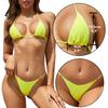 SHEKINI Women's Halter Sexy Mini Micro Bikini Extreme G String Thong Bathing Suit Two Piece Swimsuit (Neon Yellow, Large) view 4