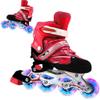 Yusat 2 in 1 Roller Skates 4 Size Adjustable Roller Skates for Kids and Adults Outdoor Flashing Wheel Skates- Safe Protective Beginner Skates, Red , M ((suitable for usual shoe size 33-37) view 1